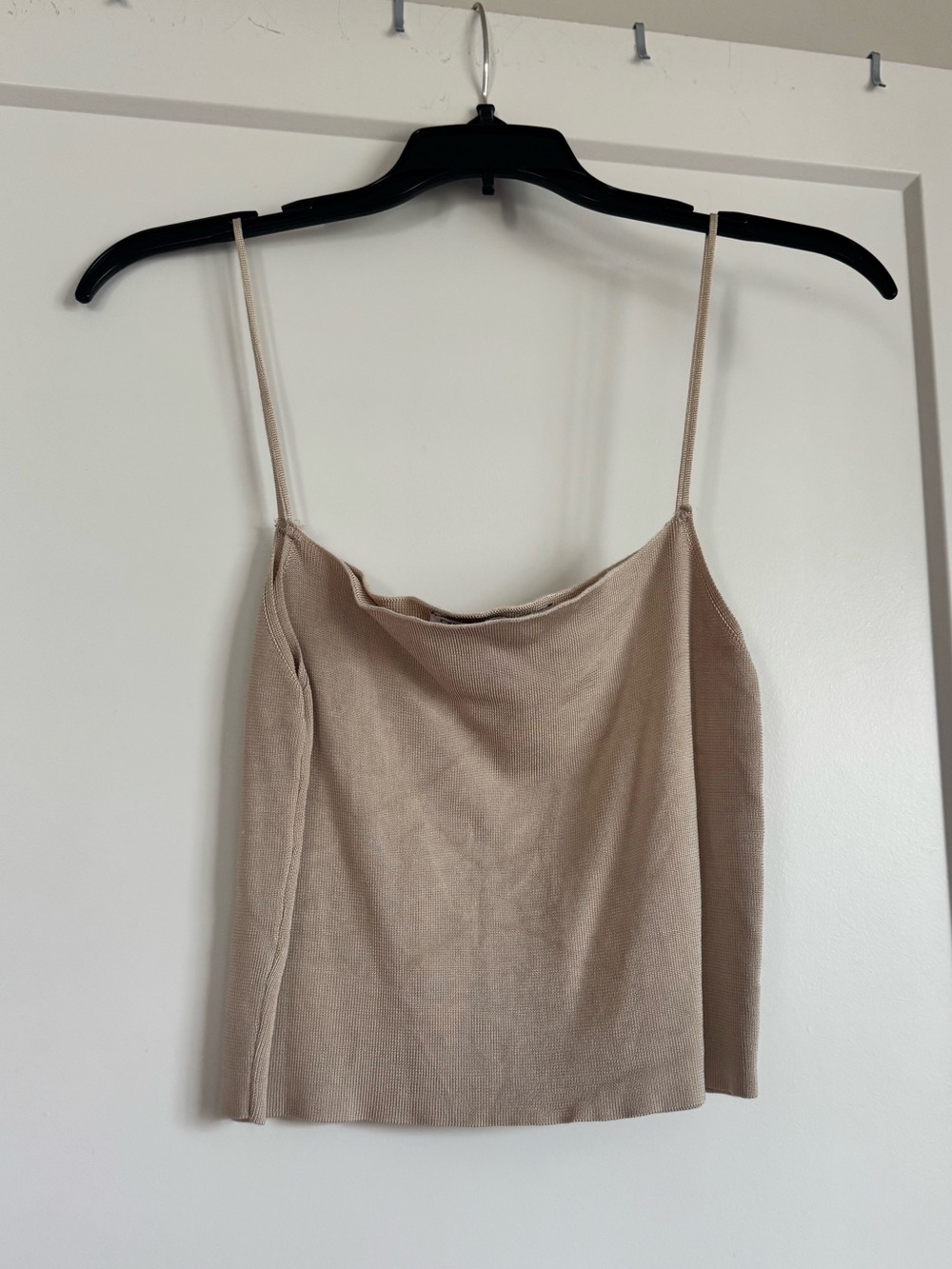 Zara Neutral Beige Shiny Spaghetti Strap Camisole
